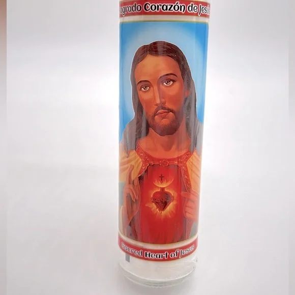 Sacred Heart of Jesus Devotional Prayer 8” Candle NWT - Picture 4 of 5
